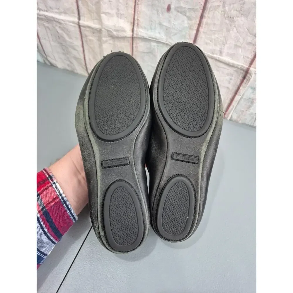 Tory Burch Minni Travel Ballet Flat in Black Leather Size 8.5 M Casual Night Out